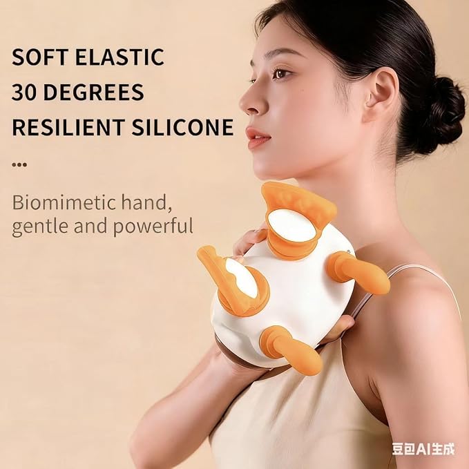 Bionic Heated Massager, Portable Shiatsu Neck and Back Massager, Orange - Image 3