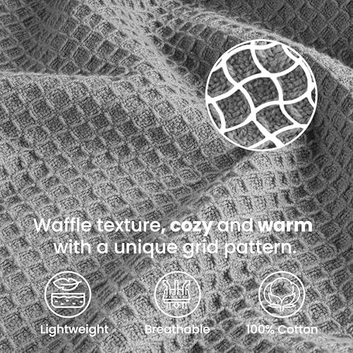 Tex Trend 100% Cotton Waffle Weave Blanket King Size - Soft, Breathable Cooling Blanket for Bed, Lightweight Cozy Summer & Spring Bedding, Light Grey, 90x108 - Image 5