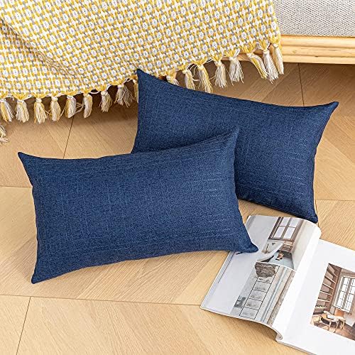 Kevin Textile Outdoor Waterproof 12”x20” Lumbar Pillow Covers 2 Pack, Blue - Image 4