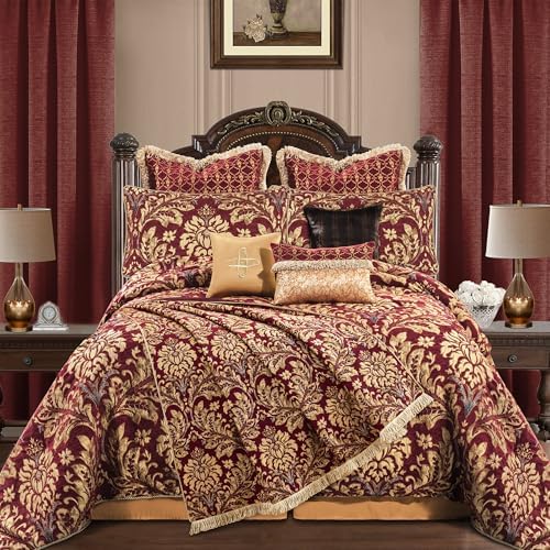 Loom and Mill Damask Floral Throw Blankets for Bed, Burgundy Red, 52" x72” - Image 6