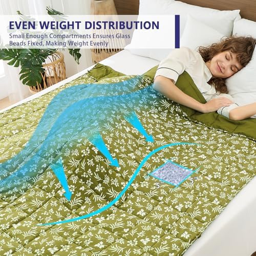yescool Weighted Blanket for Adults (20 lbs, 60” x 80”, Sage) Cooling Heavy Blanket for Sleeping Perfect for 190-210 lbs, Queen Size Breathable Blanket with Premium Glass Bead, Machine Washable - Image 3