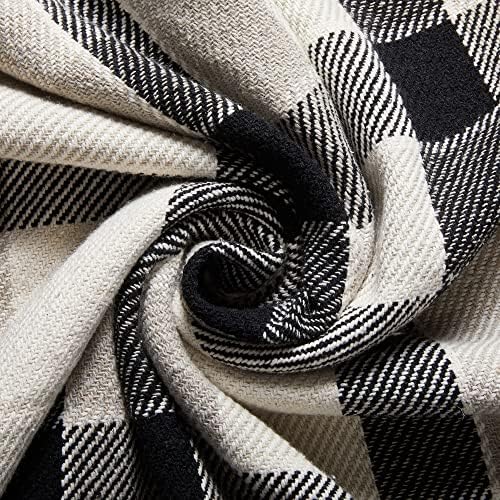 Americanflat 50x60 Throw Blanket - Soft and Breathable Cotton Throw Blanket for Couch, Bed, Chair - Decorative Blankets Perfect for Home, Office, or Outdoor Use - Black, Cream and Beige Plaid Design - Image 3