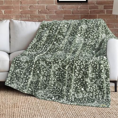 Lucky Brand 50" x 70" Plush Throw Blanket, Bandana Green Blanket for Sofa or Bed by LuckyBrand