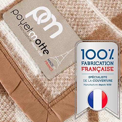 Poyet Motte Rivoli Solid 400GSM 100% Virgin Wool Blanket, Medium/Heavy Weight, Machine Washable (Camel/Natural Plaid, King Size) - Image 2