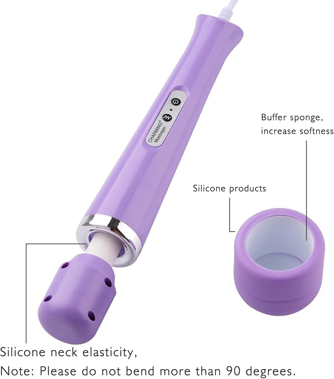 CHARMING Wired Powerful Handheld Back Massager with 10 Speeds Strong Vibration Wand, Personal Therapy Massager for Sports Recovery, Muscle Aches, Body Pain-Light Purple - Image 3