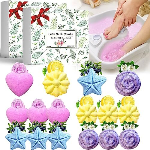 Lanwexy Bath Foot Bombs, 32 Pack Foot Soak with Bath Salt and Tea Tree Oil. Organic Natural Handmade Aroma Pure Essential Oil Bubble Foot Balls for Feet Callus, Dry Cracked, Stubborn Feet Odor Scent. by Lanwexy