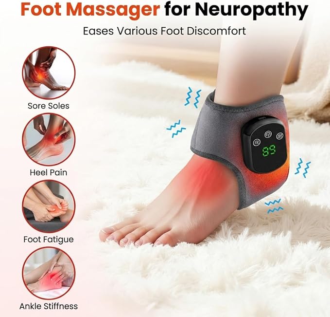 Foot Massager for Neuropathy, Foot Renew Triple Method Massager, Foot and Ankle Massager with Heat, 3 Modes & 5 Heat Levels for Pain Relief & Circulation Support - Gray 1pc - Image 3