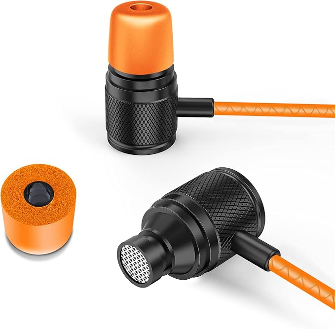 LUDOS Ultra Wired Earbuds in-Ear Headphones, 5 Years Warranty, Earphones with Microphone, Noise Isolating Ear Buds, Memory Foam for iPhone, Samsung, School Students, Kids, Women, Small Ears - Orange - Image 9
