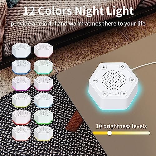 White Noise Sound Machines with High Fidelity 30 Unique Non-Looping Soothing Sounds 12 Colors Night Light 4 Timers 10-Level Brightness 32-Level Volume and Memory Function - Image 3