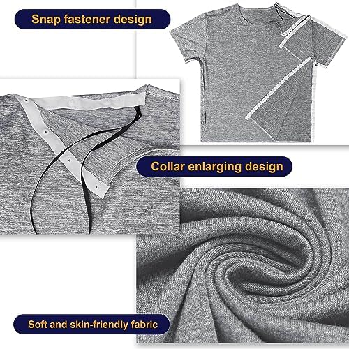Women Shoulder Surgery Shirts for Women Tear Away Post Surgery Shirt for Men Full Snap Access Recovery Clothing - Image 3