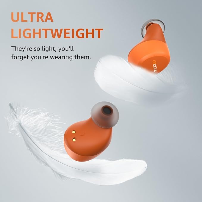 TOZO A1 Wireless Earbuds Bluetooth 5.3 Light Weight in Ear Headphones | IPX5 Waterproof,2 Mics for AI Calls,Immersive Premium Sound Bass Headset with Charging Case,32 EQ via App Orange - Image 3