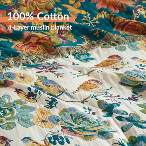 Boho Throw Blanket for Bed 60”x80”, 100% Cotton Blanket for Couch Sofa - Image 6