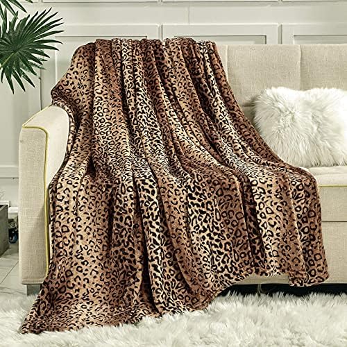 Viviland Flannel Fleece Blanket Twin Size 60x80 inches, Lightweight, Super Soft Cozy Warm Blanket, Leopard Print by VIVILAND