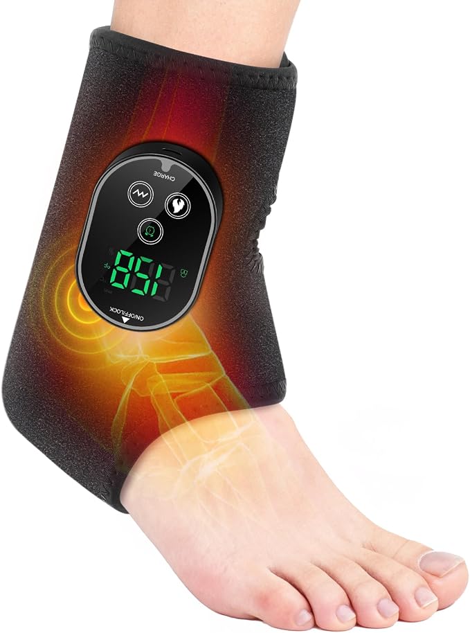 Cordless Neuropathy Foot Massager with Heat, Ankle Massager for Plantar Fasciitis & Swollen Feet Relief, Heating Pad with 6 Temp & 3 Vibration Modes for Pain Relief, Portable Rechargeable by AFDEAL