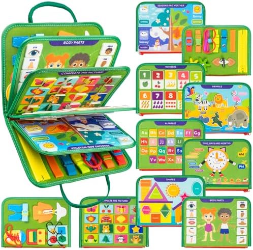 Clever Fox Play Busy Book, Toy for Toddlers, Babies & 3+ Year Olds, Green by CleverFoxPlay