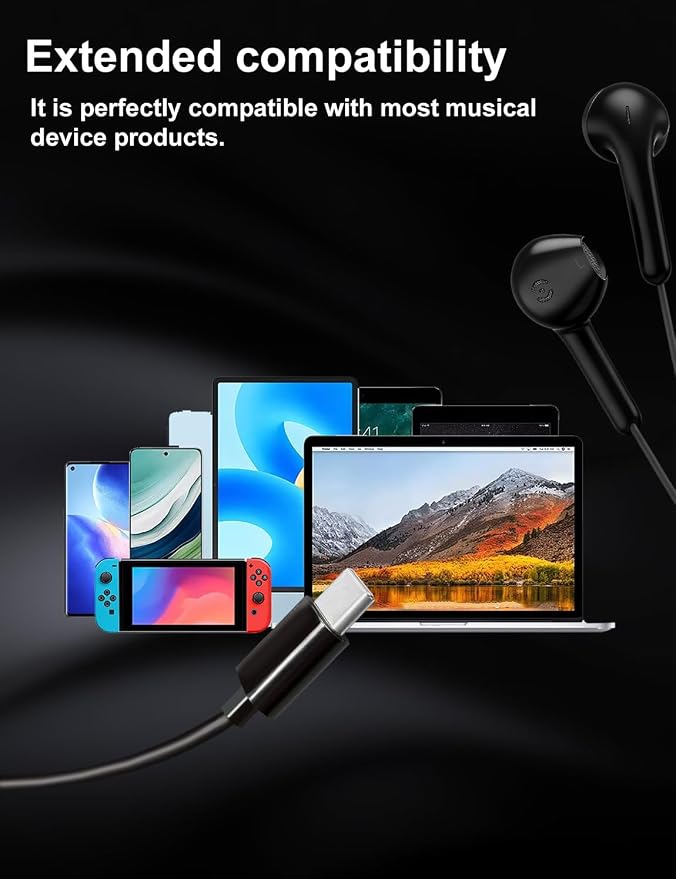 MAS CARNEY USB C Headphones Wired for iPhone 17 Pro Max 16 15, Samsung S26 | Wired Earbuds USB C Ear Buds Type C Headphones for Apple iPhone 17 Pro Max 17e 16e 16 Plus 15 Plus, Pixel, Earphones with Mic - Image 4