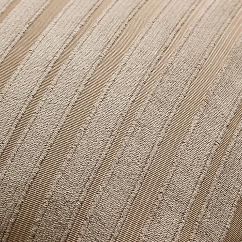 DEZENE 18x18 Khaki Throw Pillow Covers Pack of 2 Soft Striped Corduroy Square Neutral Pillow Cases for Couch Sofa Bedroom Living Room Home Decor - Image 2