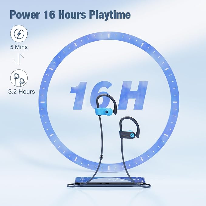 Boean Bluetooth Headphones, Bluetooth 5.3 Wireless Headphones with 16 Hours Playtime, Stereo Bass IPX7 Waterproof Over Ear Earphones AI Music Generation for Workout and Sports Running - Image 5