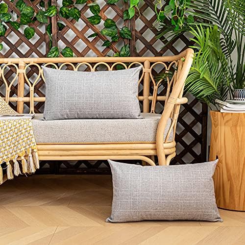 Kevin Textile Outdoor Waterproof 12”x20” Lumbar Pillow Covers 2 Pack, Grey - Image 4