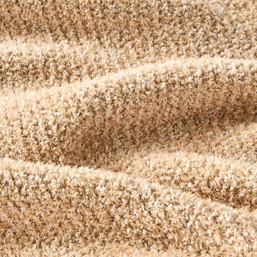CozeCube Reversible Knitted Throw Blanket, Beige White Melange 50"x60" - Image 3