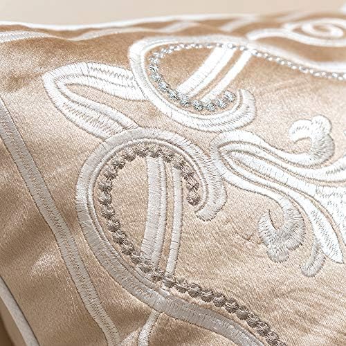 Avigers Throw Pillow Cover 20 x 20 Inch, Beige, Velvet, Hidden Zipper - Image 5