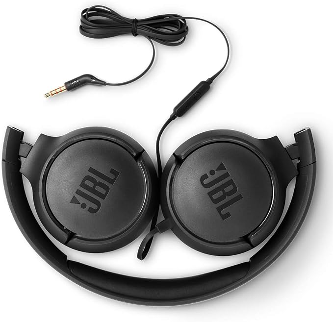 JBL Tune 500 - Wired On-Ear Headphones - Black | JBL Pure Bass Sound, 1-button remotemic, Lightweight and foldable design, Tangle-free flat cable, Ask Siri or Google Now - Image 6