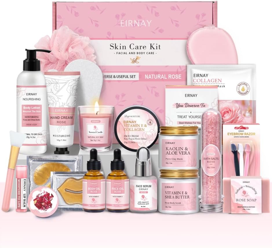 Gifts for Women, 23pcs Rose Spa Gift Baskets Facial & Body Skin Care Set by Unknown