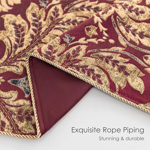 Loom and Mill Damask Floral Throw Blankets for Bed, Burgundy Red, 52" x72” - Image 4