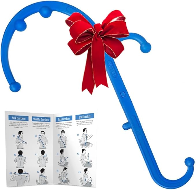 LiBa Deep Tissue Back Neck Massager Theracane for Pain Relief Blue by Liba