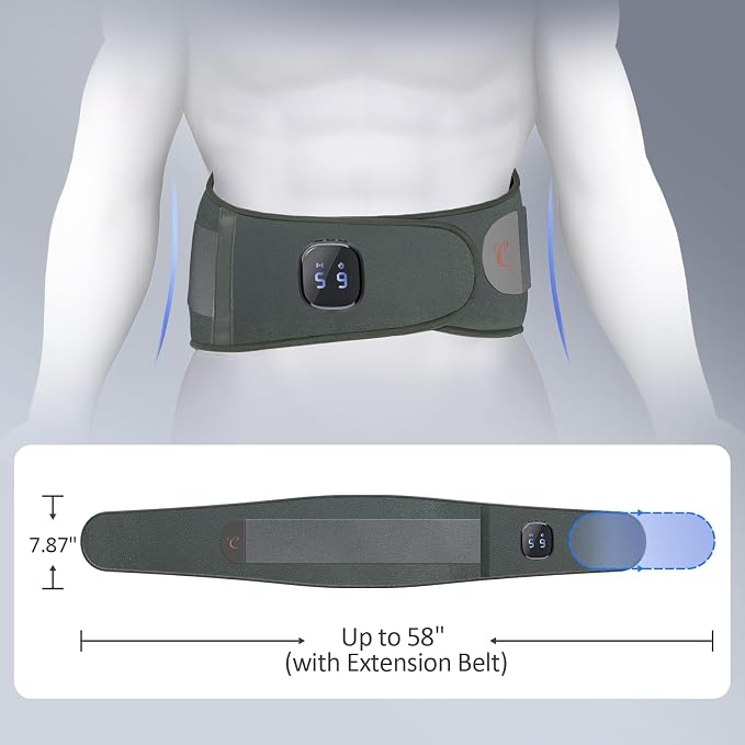 Comfytemp Cordless Portable Heating Pad with Massager for Lower Back Soothing, 9 Heat 5 Vibration 3 Intensity App Control, Rechargeable Cordless Wireless Heated with ifts for Mom Dad Senior, Grey - Image 6