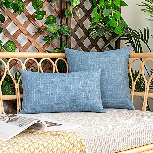 Kevin Textile Outdoor Waterproof 26”x26” Pillow Covers 2 Pack, Light Blue - Image 4
