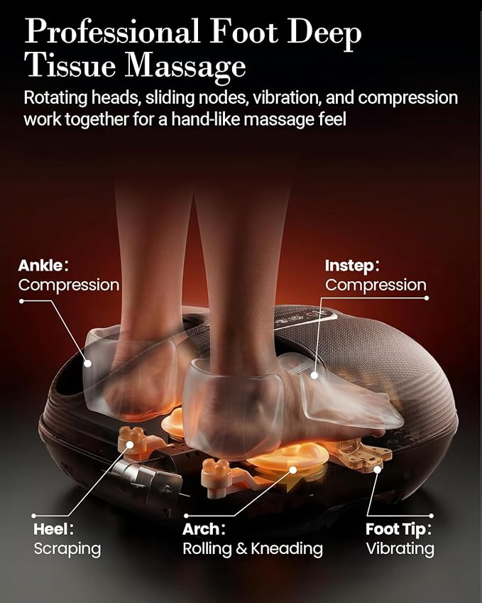 CuPiLo Foot Massager FSA Eligible HSA, Shiatsu Foot Massager for Plantar Fasciitis with Heat & Remote Control, 5 Compression Levels & Kneading Massage for Tired Feet, Seniors, Officer, Dad Gifts - Image 2