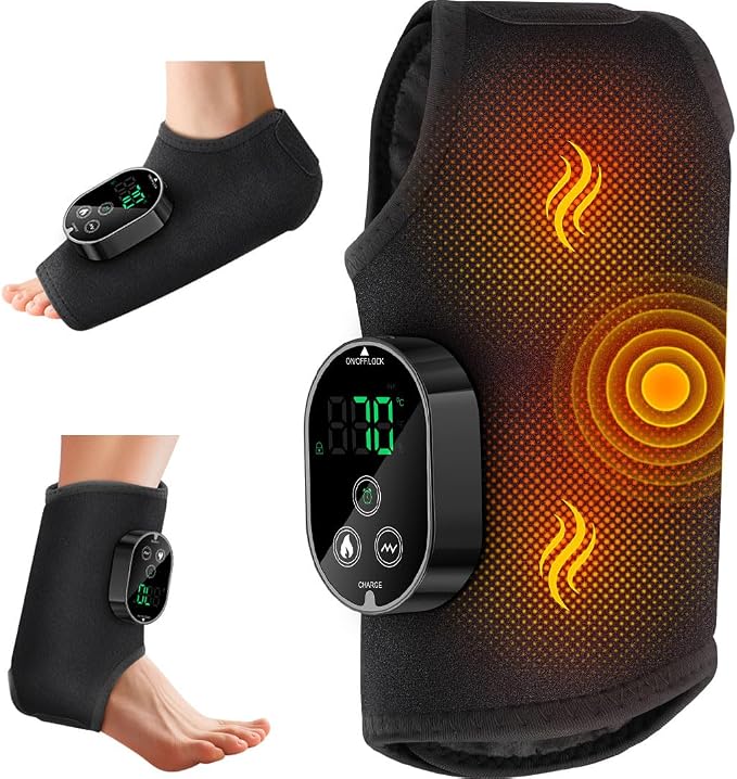 Foot Massager for Neuropathy Plantar Fasciitis Pain Relief, Cordless Heated Vibrating Cloud-Soft Ankle Wrap Feet Massage, Portable 2H Run Time, 6 Heats, 3 Modes, Auto-Off Timer, 1pcs by ToEmbarkOnYourSpookyHalloweenTour