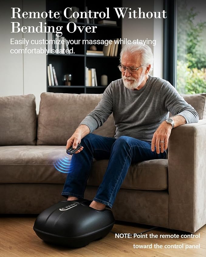 CuPiLo Foot Massager FSA Eligible HSA, Shiatsu Foot Massager for Plantar Fasciitis with Heat & Remote Control, 5 Compression Levels & Kneading Massage for Tired Feet, Seniors, Officer, Dad Gifts - Image 4