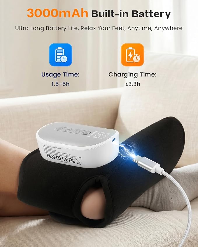 Foot Massager, 3-Mode Foot & Ankle Massager for Pain Relief, Heating Foot Massager with 4 Temperature & 4 Intensity Levels, 15-Min Auto Timer, Ankle Massager - Image 4