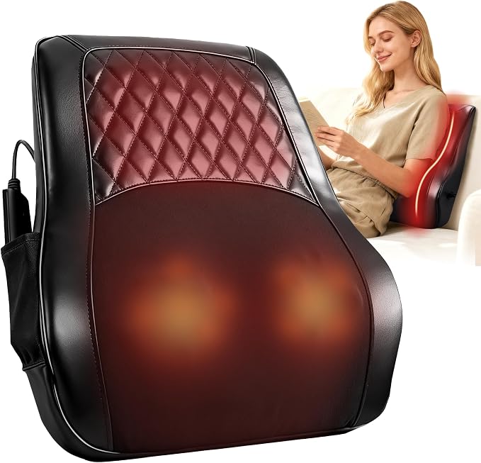 ALLJOY Back Massager with Heat, Electric Shiatsu Massage Pillow with LCD Display, 4 Modes & 3 Intensities Deep Tissue Kneading for Lower Back, Neck, Shoulder, Leg, Ideal Gifts for Men, Women by ALLJOY