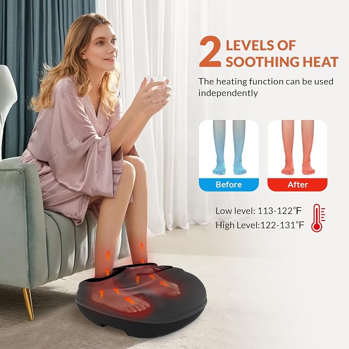CILI Shiatsu Foot Massager with Heat, Electric Foot Massager with Kneading, Compression & Vibration, Heated Feet Massager with Washable Sleeve, Fits Up to Men’s Size 13 - Image 3