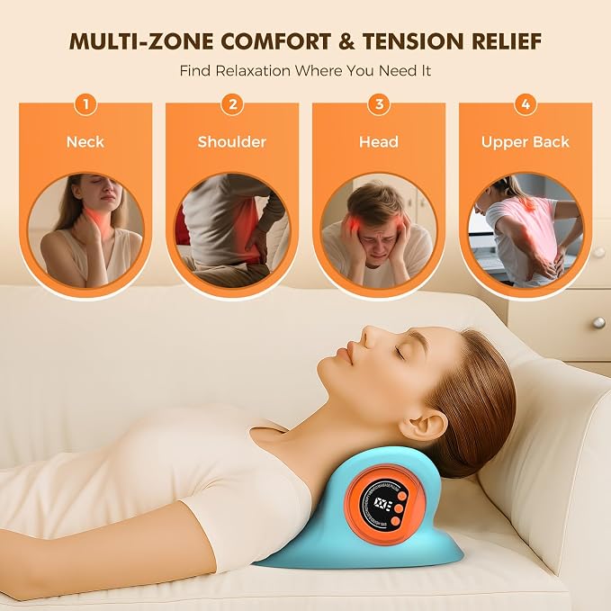 Neck Massager 2026 Portable Neck Traction Device,Cervical with Heating & Vibration–Relieve Muscle Tension,4-in-1 Neck Customizable Massage Modes with Wireless Remote Control - Image 3
