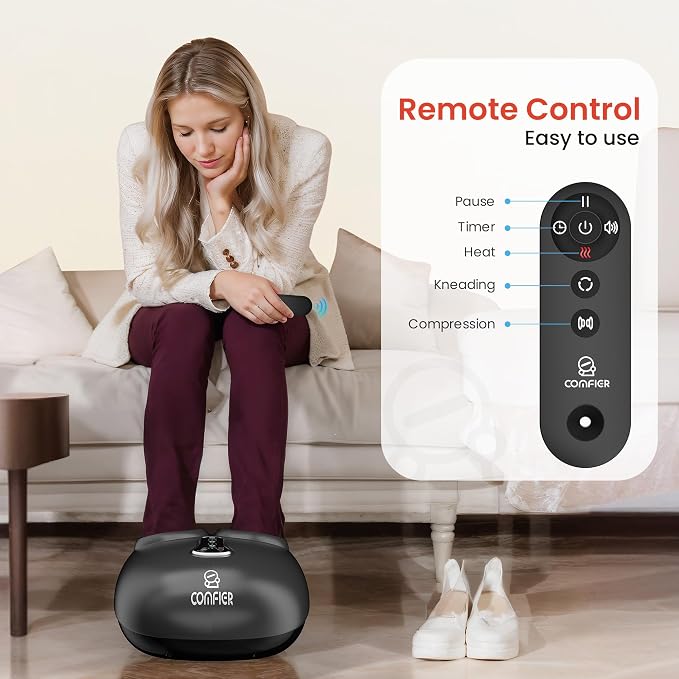 COMFIER 2026 Upgrade shiatsu Foot Massager for Neuropathy,Plantar Fasciitis with Heat,Remote Control,Pause Function, feet Massager with Compression,Vibration,Mothers Day Gift for Mom, Size 13 - Image 6