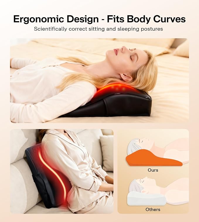 ALLJOY Heated Back Massager for Back Pain Relief, Deep Tissue Shiatsu Lumbar Support Pillow with 3 Massage Modes, 3 Intensity Levels & 3 Timer Settings for Office Chair Home, Fathers Day Gift for Dad - Image 4