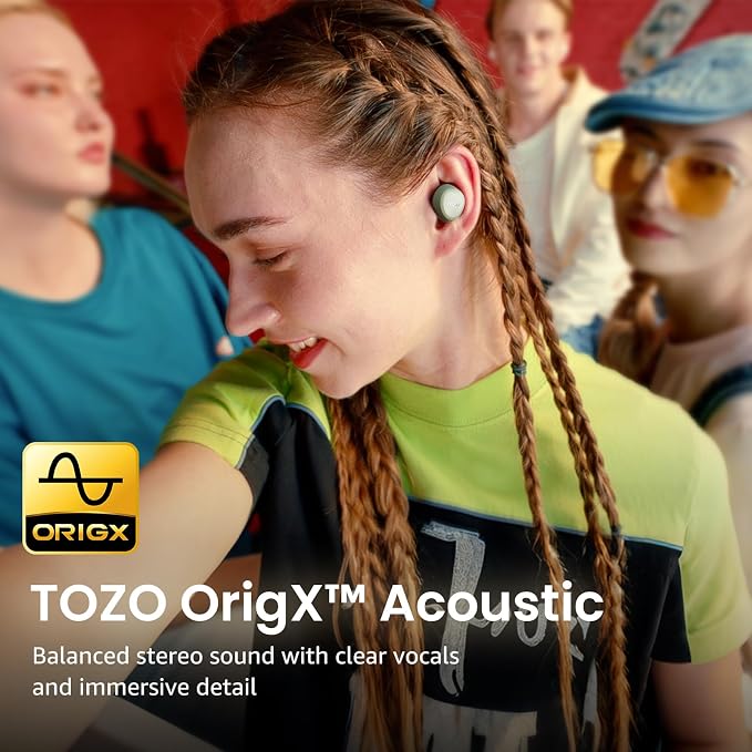 TOZO A1 Wireless Earbuds Bluetooth 5.3 Light Weight in Ear Headphones | IPX5 Waterproof,2 Mics for AI Calls,Immersive Premium Sound Bass Headset with Charging Case,32 EQ via App Green - Image 2