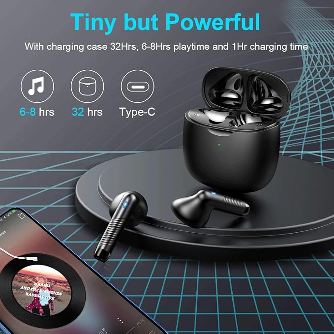 Wireless Earbuds, Bluetooth 5.4 Earbuds Stereo Bass, Bluetooth Headphones | in Ear Noise Cancelling Mic, Sports Earphones IP7 Waterproof, 32H Playtime USB C Mini Charging Case Ear Buds for Android iOS - Image 7