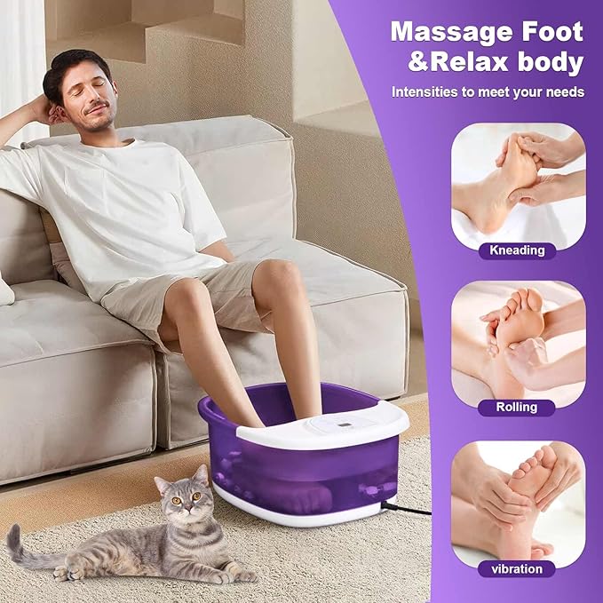 ECARBME Foot Spa Bath Massager with Heat, Foot Soaking Tub with 22 Massage Rollers, Temperature Control, Jets, Bubbles, Epsom Salt and Vibration, Foot Bath soak tub for Relaxation- Purple - Image 3