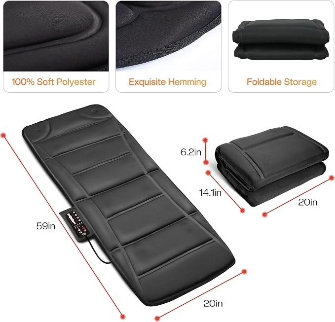 CILI Massage Mat Full Body,Massager Chair Pad,10 Vibration Motors & 5 Massage Modes,Back Massager for Bed,Massage Mattress Pad for Back,Heating Pad with Auto Shut Off, Gifts for Men,Women - Image 6