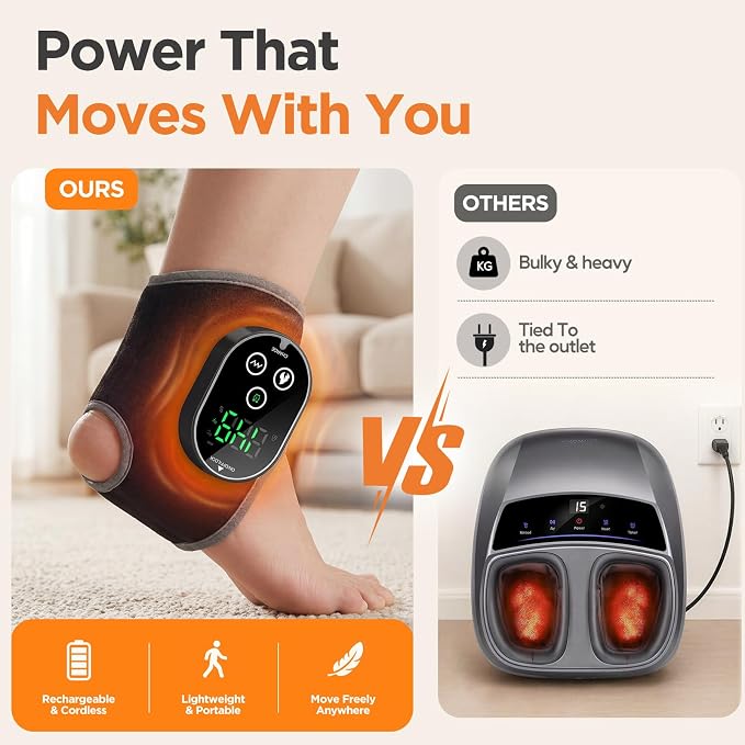Foot Massager for Neuropathy, Cordless Ankle Massager & Ankle Heating Pad - Image 3