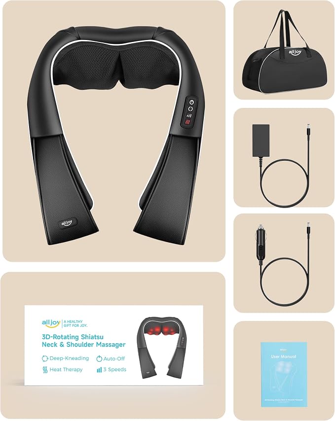 ALLJOY Shiatsu Neck and Back Massager with Heat, Deep Tissue Kneading Electric Massager for Shoulder, Lumbar, and Leg Pain Relief, Self-Care Wellness Gifts for Women Men Mom Dad - Image 8