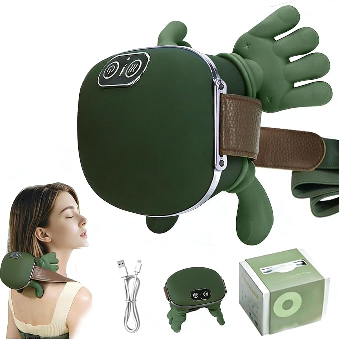 Neck and Shoulder Massager,Portable Shiatsu Back Massage Hand-Shaped Deep Tissue 4D Kneading Massager with Heat for Pain Relief and Muscle Relax,Gifts for Women Men,(Green) by TSDRBWO