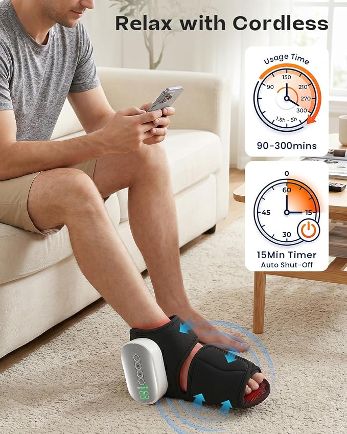 Foot Massager, 3-Mode Foot & Ankle Massager for Pain Relief, Heating Foot Massager with 4 Temperature & 4 Intensity Levels, 15-Min Auto Timer, Ankle Massager - Image 3