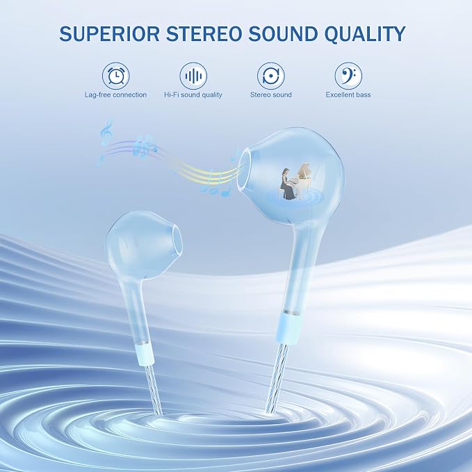 Jogteg Wired Earbuds, 5 Pack 3.5mm Stereo Headphones with Microphone | Heavy bass sound, built-in mic & control buttons, ergonomic semi-in-ear design, tangle-free cord, 5 mixed color pack - Image 2