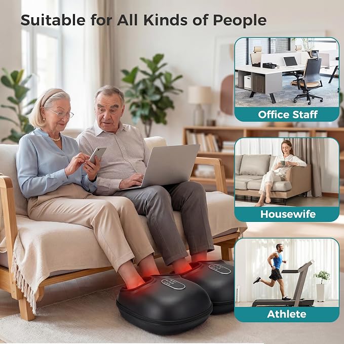 OLIXIS Foot Massager Machine with Heat, Shiatsu Deep Kneading Feet Massager with Air Compression, 6 Modes, Gifts for Women Men - Image 5